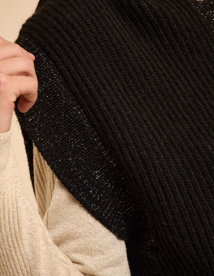 Pull &agrave; capuche noir tricot sans manches I.Code-5