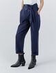Pantalon large marine avec ceinture amovible Femme-5