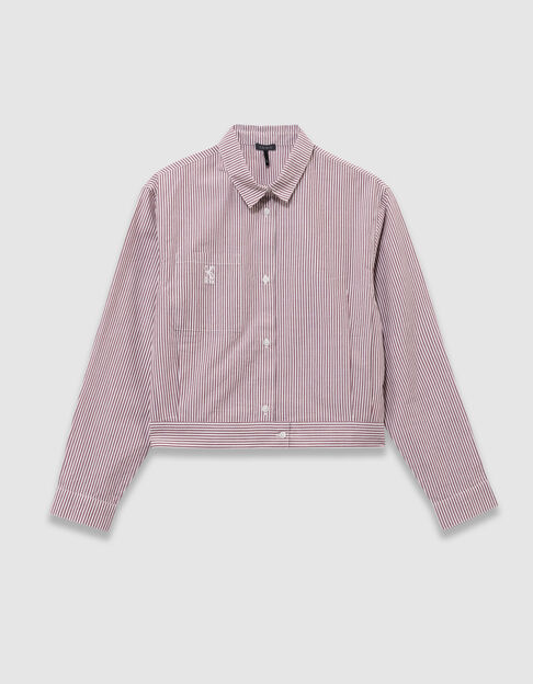 Bordeaux gestreept overhemd cropped meisjes - IKKS