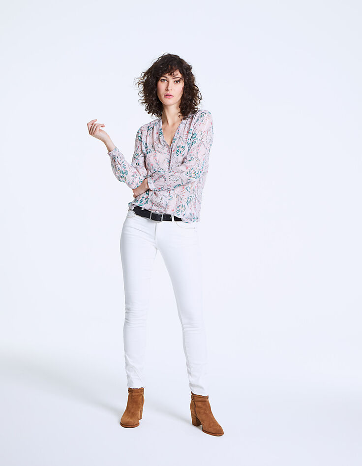 Women’s metallic tropical print voile blouse-6 Women’s metallic tropical print voile blouse-6