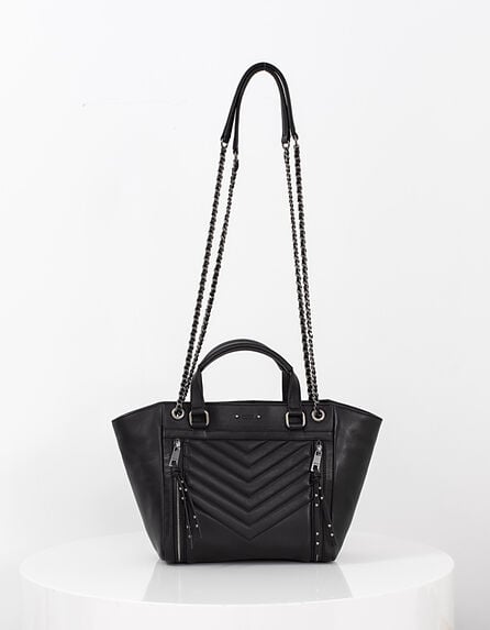 Women’s THE 1440 BLACK MEDIUM quilted chevron leather tote bag
