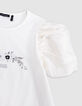 Girls’ white T-shirt with gold IKKS embroidery-6