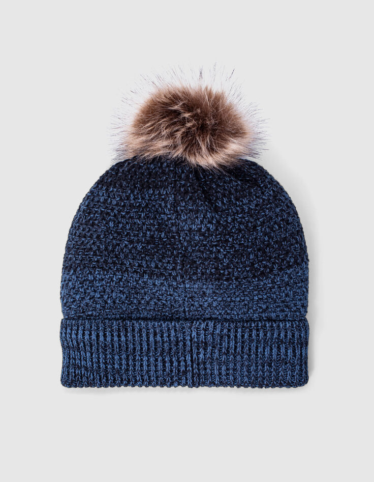 Gorro azul oscuro y negro punto deep dye niño -3