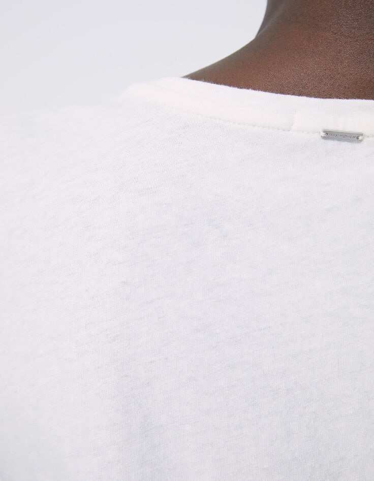 Gebroken wit T-shirt met hart- en tekstopdruk Dames-6
