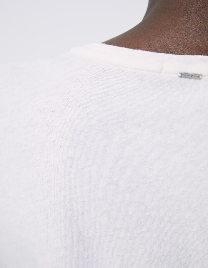 Tee-shirt blanc cassé visuel cœur et message Femme - IKKS