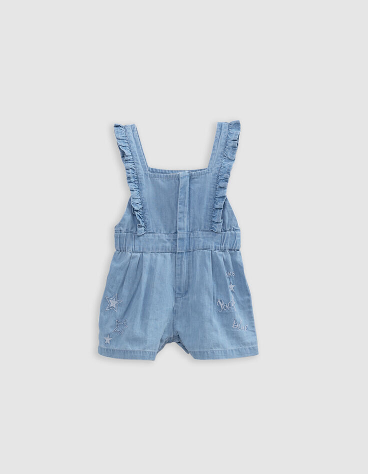 Baby girl blue overalls and ecru T-shirt set-7