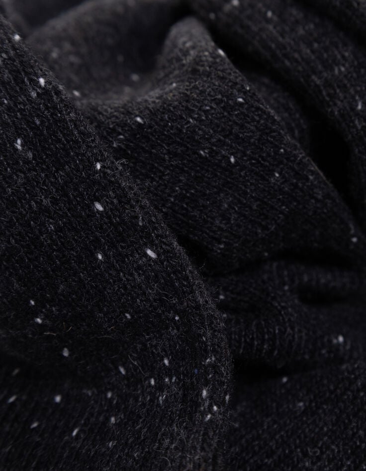 Boys’ black marl knit hoodie with number badge-6 Boys’ black marl knit hoodie with number badge-6