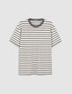 Camiseta gris a rayas de manga corta para hombre-6