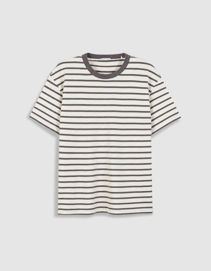 Camiseta gris a rayas de manga corta para hombre-6