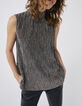 Top doré métallisé plissé femme -1