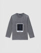 T-shirt gris visuel polaro&iuml;d emboss&eacute; gar&ccedil;on-1