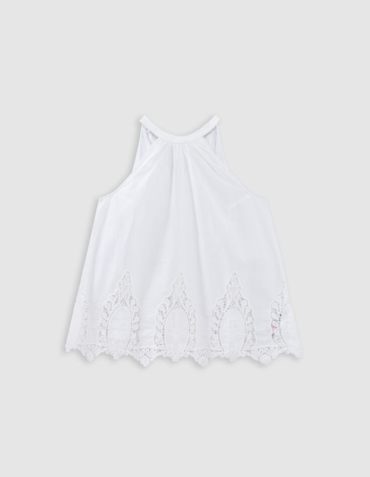 Loose top white lace embroidery Women-5