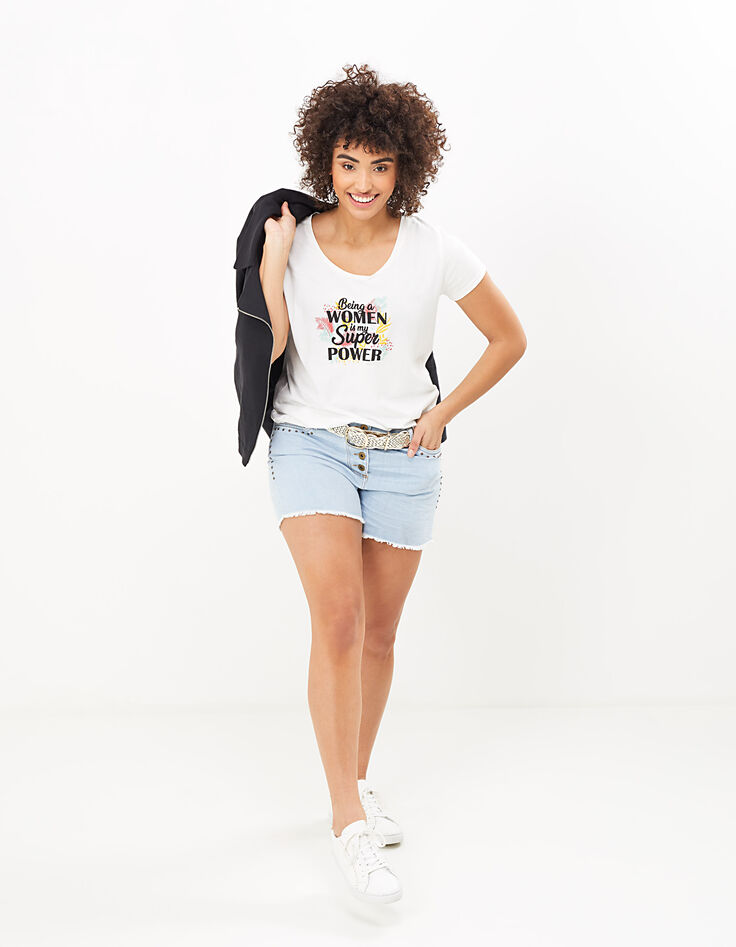 I.Code bleach denim studded shorts-6