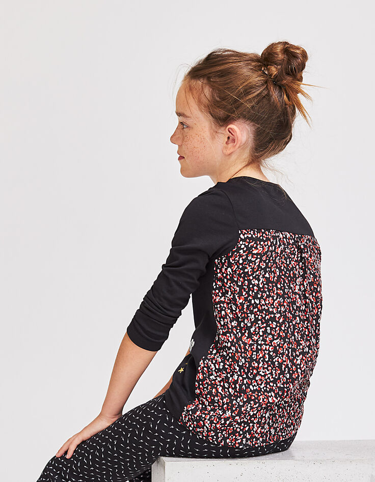 Girls' mixed-material top-1