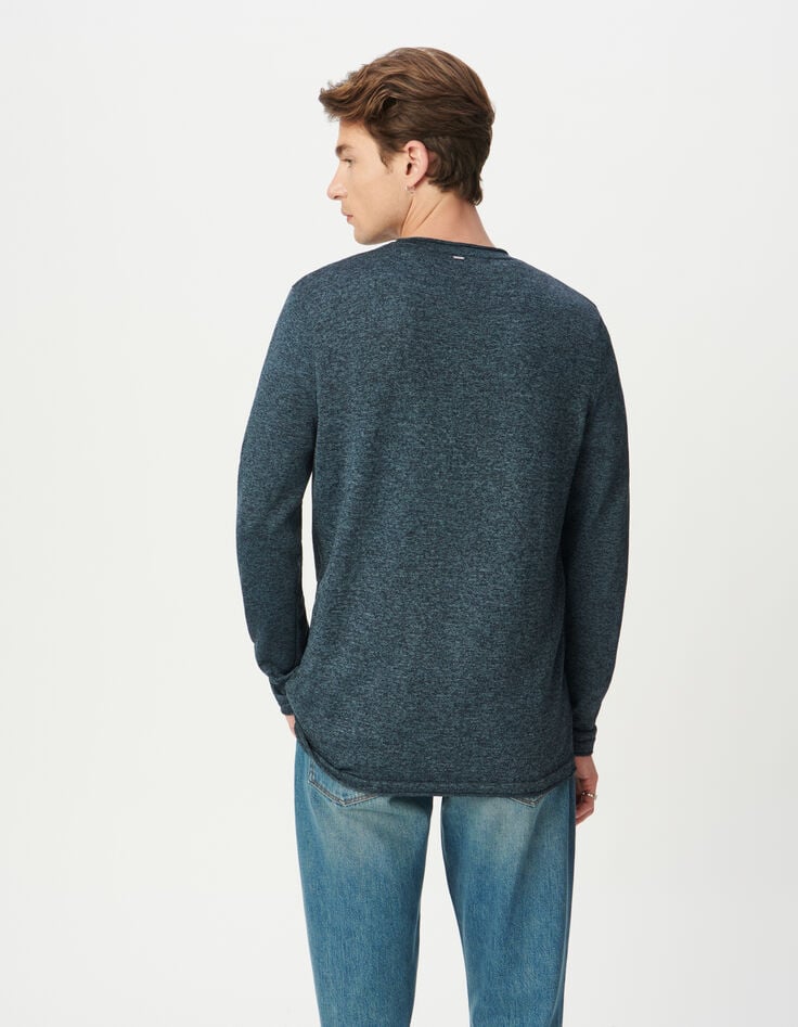 Pull bleu tricot mouliné Homme-3 Pull bleu tricot mouliné Homme-3