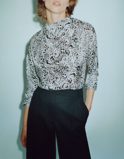 Blouse blanc cassé imprimé animalier Femme - IKKS