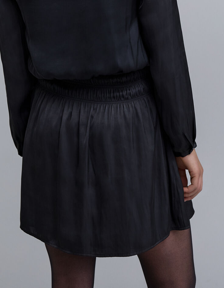 Women's black crinkled smocked dress-5 Women's black crinkled smocked dress-5