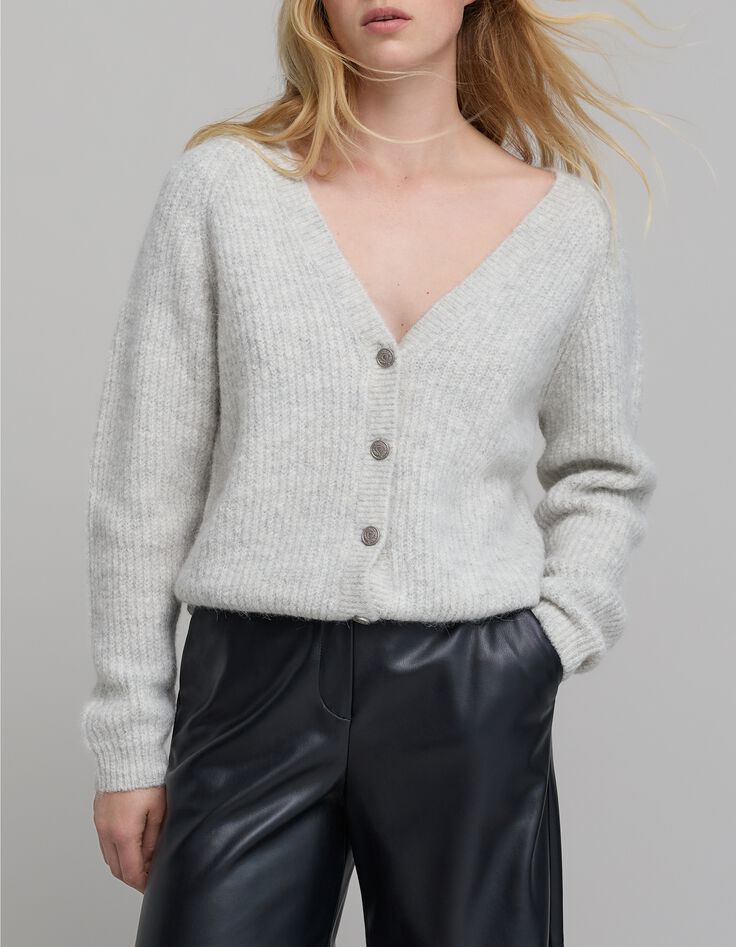 Grijs gebreid damesvest-2