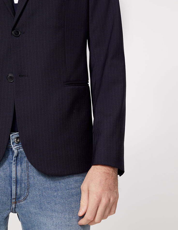 Veste de costume marine à fines rayures Homme-6