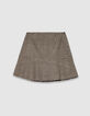 Women’s beige houndstooth short skirt-5