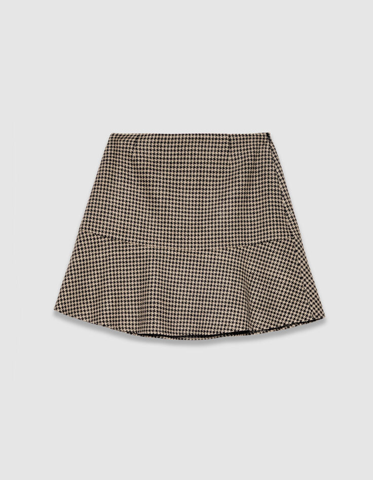 Women’s beige houndstooth short skirt-5