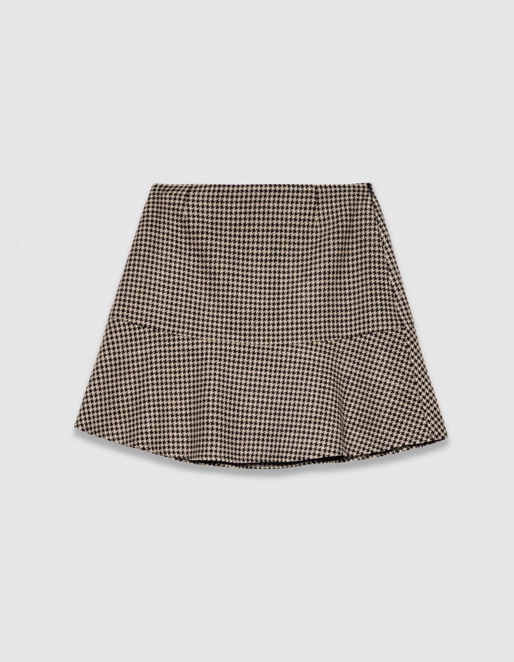 Women’s beige houndstooth short skirt-5 Women’s beige houndstooth short skirt-5
