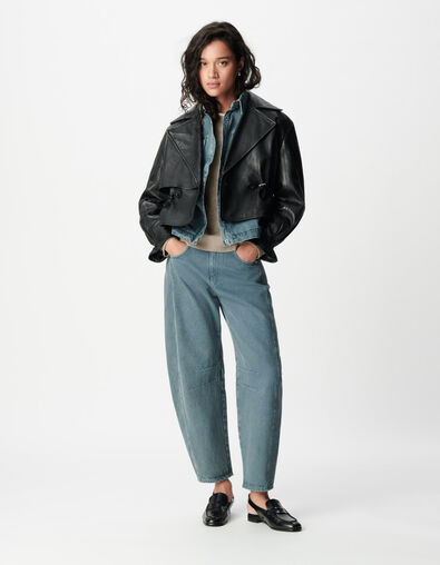 Chaqueta de piel negra oversize Talla Mujer - IKKS