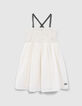 Vestido crudo plastrón encaje macramé niña-1