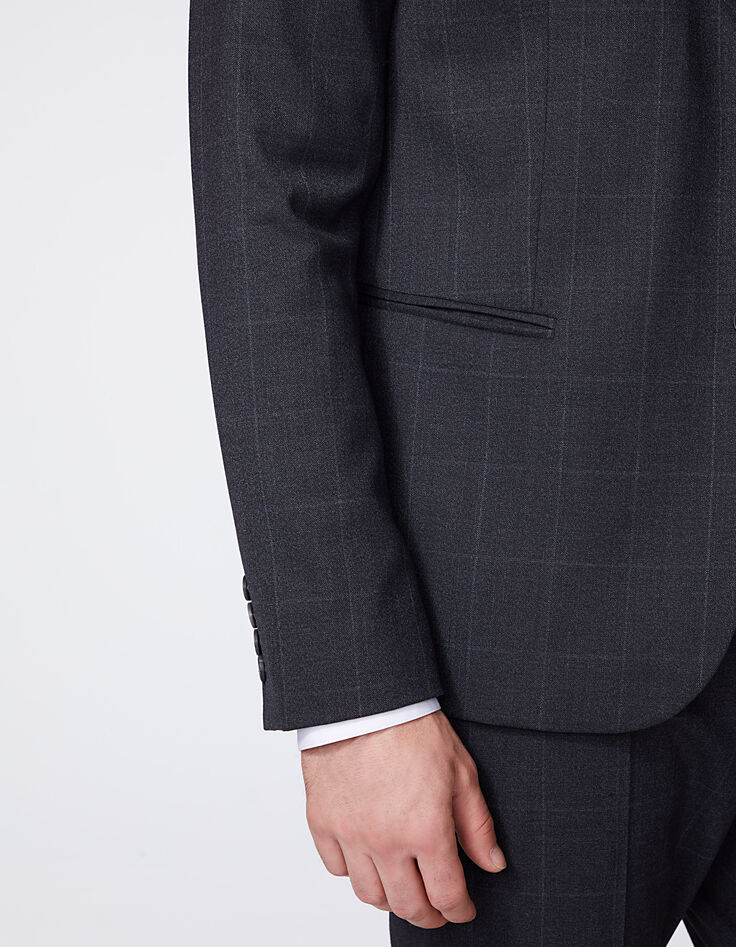 Men’s mouse grey check suit jacket-6