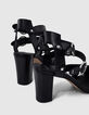 Sandales à talons en cuir noir et boucles femme-4