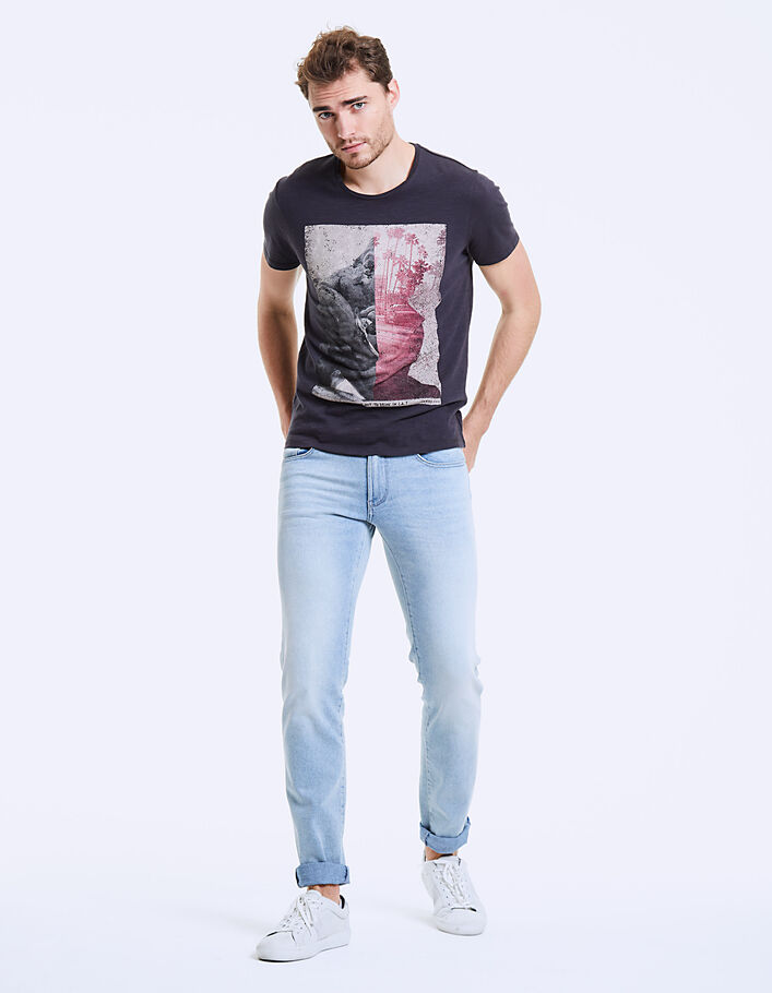 Tee-shirt anthracite à visuel Penseur-L.A Homme - IKKS