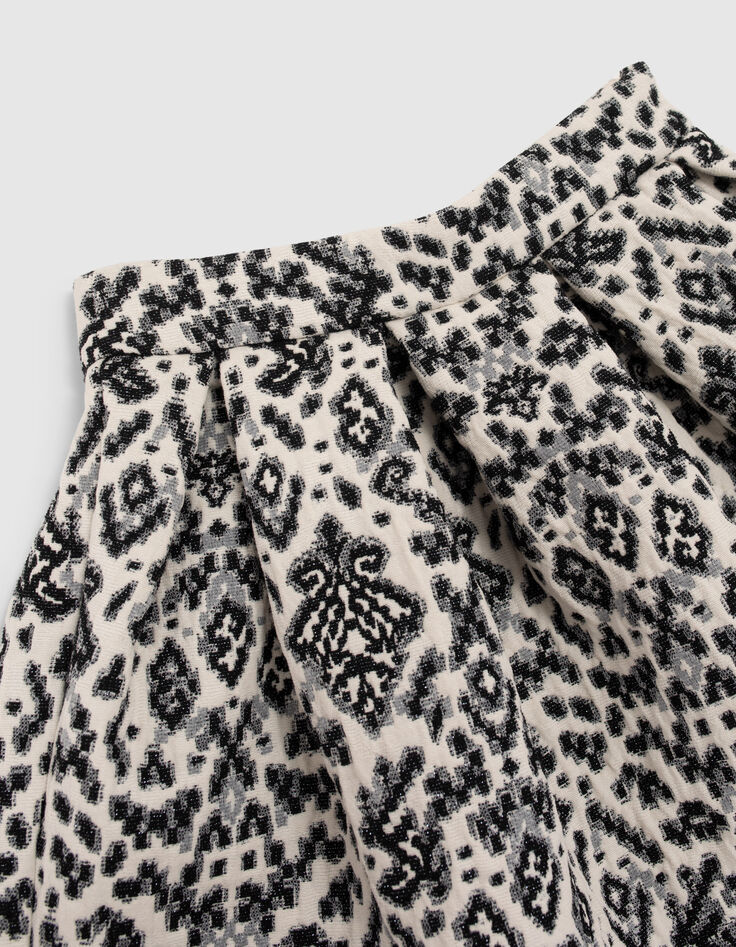 Jupe noir et beige imprimé jacquard fille-3