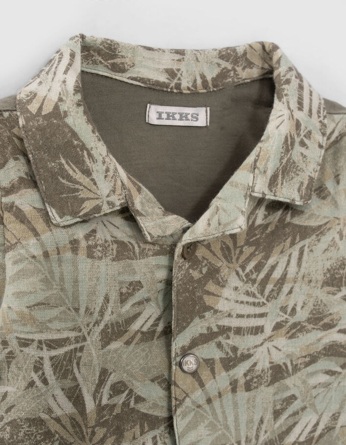 Kaki hemd in twee materialen jungleprint babyjongens - IKKS