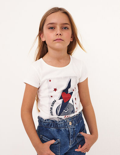 Mädchen-T-Shirt mit Blitzen, Sternen und Plattenteller - IKKS