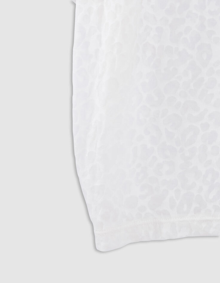 Tee-shirt blanc motif l&eacute;opard en transparence-3