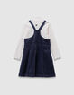 Girls’ 2-in-1 navy velvet dress and white T-shirt-6