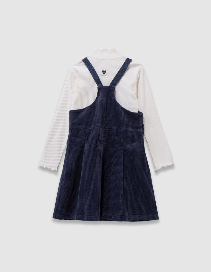 Girls’ 2-in-1 navy velvet dress and white T-shirt-6
