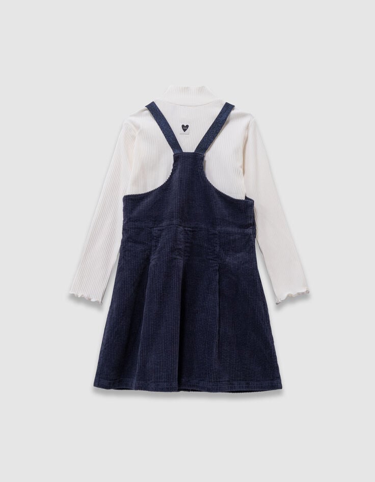 Girls’ 2-in-1 navy velvet dress and white T-shirt-6 Girls’ 2-in-1 navy velvet dress and white T-shirt-6