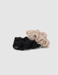 Glanzend scrunchies zwart en goud meisjes-1