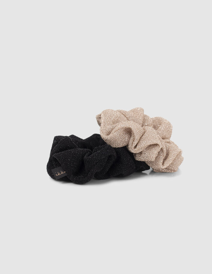 Glanzend scrunchies zwart en goud meisjes-1