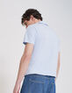 Men&rsquo;s sky blue slub short sleeve polo shirt-3