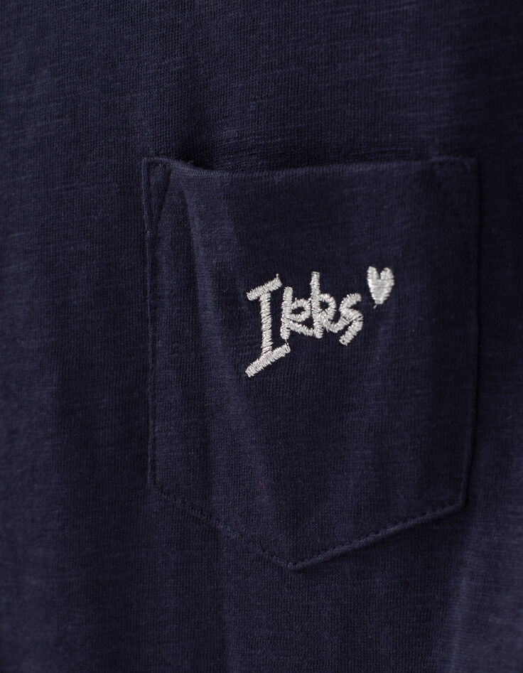 Robe navy Essentiel brodée en coton bio fille-4