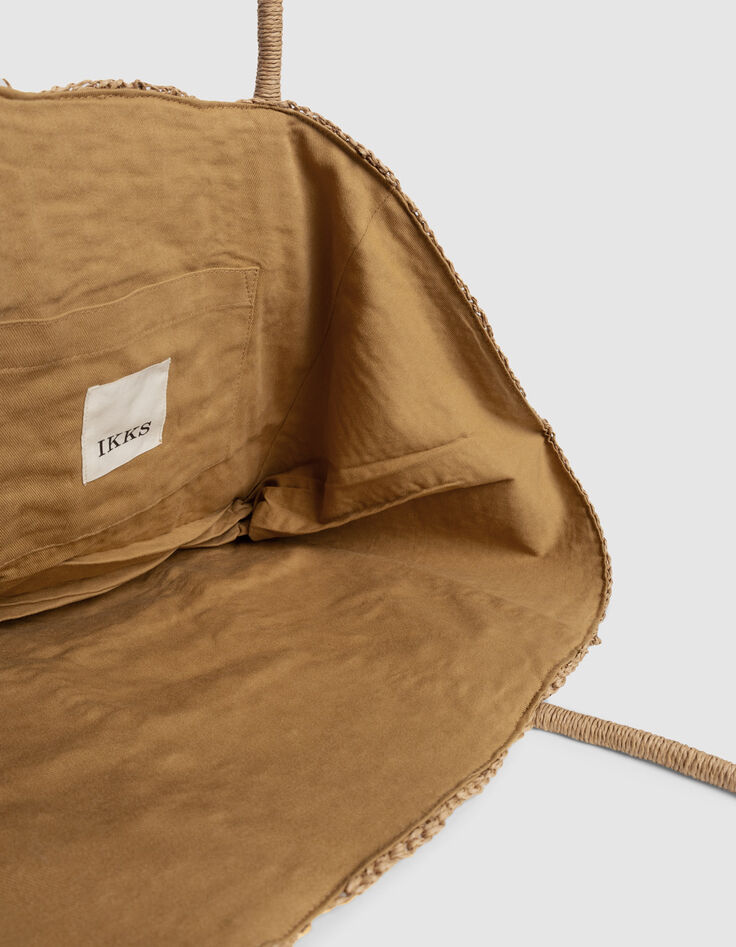 Camel woven raffia-style basket-7