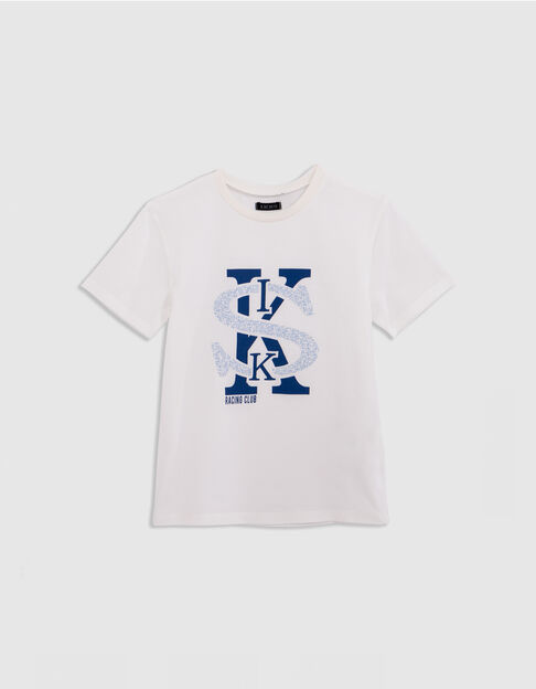 Camiseta crudo con maxi monograma coches niño - IKKS