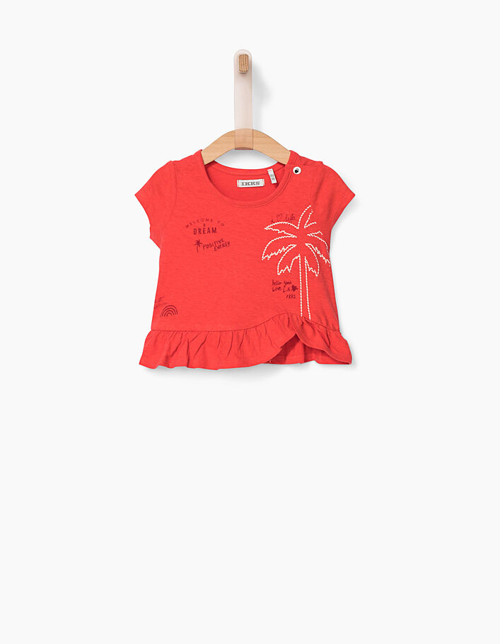 Camiseta naranja oscuro con palmera bebé niña - IKKS