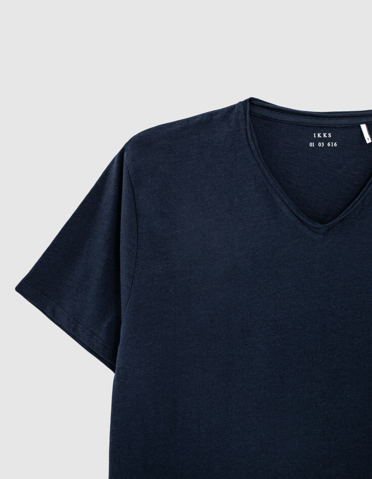 Camiseta L'Essentiel azul cuello V para hombre-5