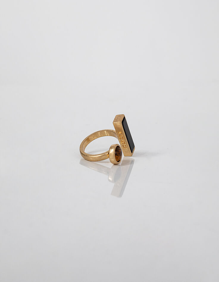 Anillo antik gold art déco rectángulo y redondo mujer-4