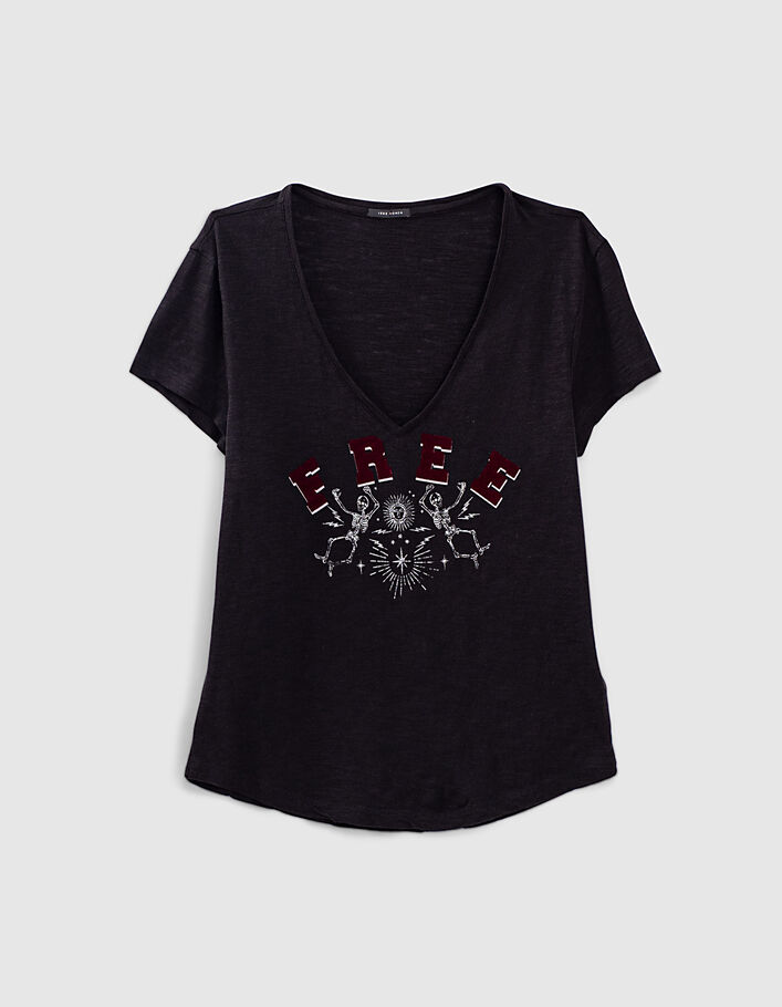 Damen-T-Shirt aus Baumwollmodal mit Tattoo-Motiv-1