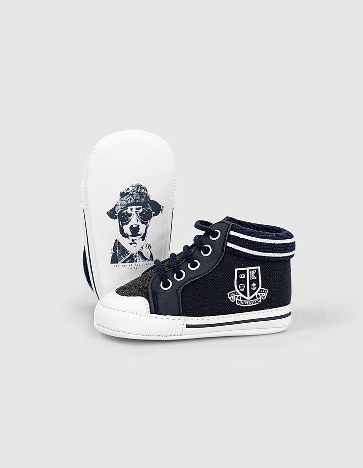 Baskets navy et gris à blasons bébé garçon -2