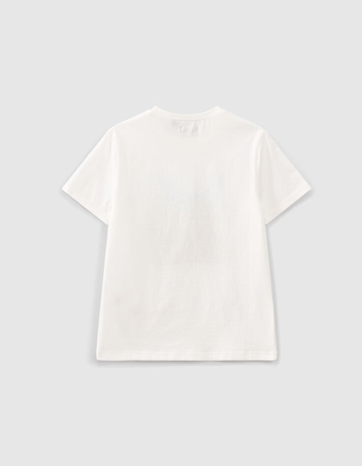 T-shirt blanc cassé à visuel lynx garçon -3
